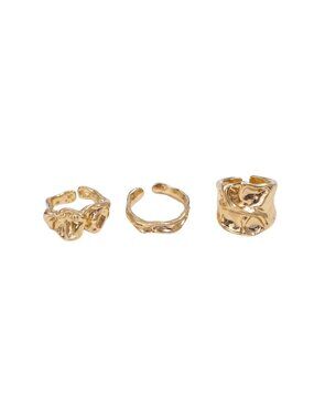 3/$20 NIP | 3 Pack Gold Abstract Molten Sculptural Statement Rings 6